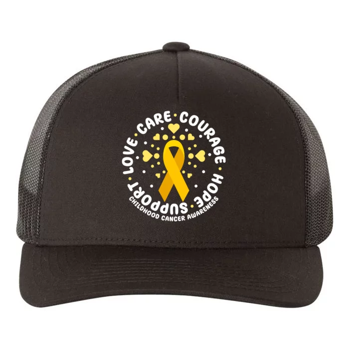 Childhood Cancer Awareness Support Family Yupoong Adult 5-Panel Trucker Hat