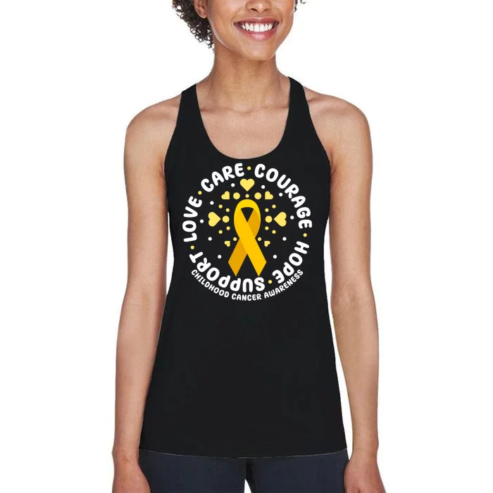 Childhood Cancer Awareness Support Family Women's Racerback Tank