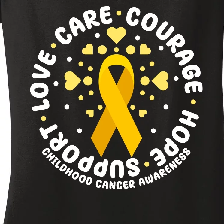 Childhood Cancer Awareness Support Family Women's V-Neck T-Shirt