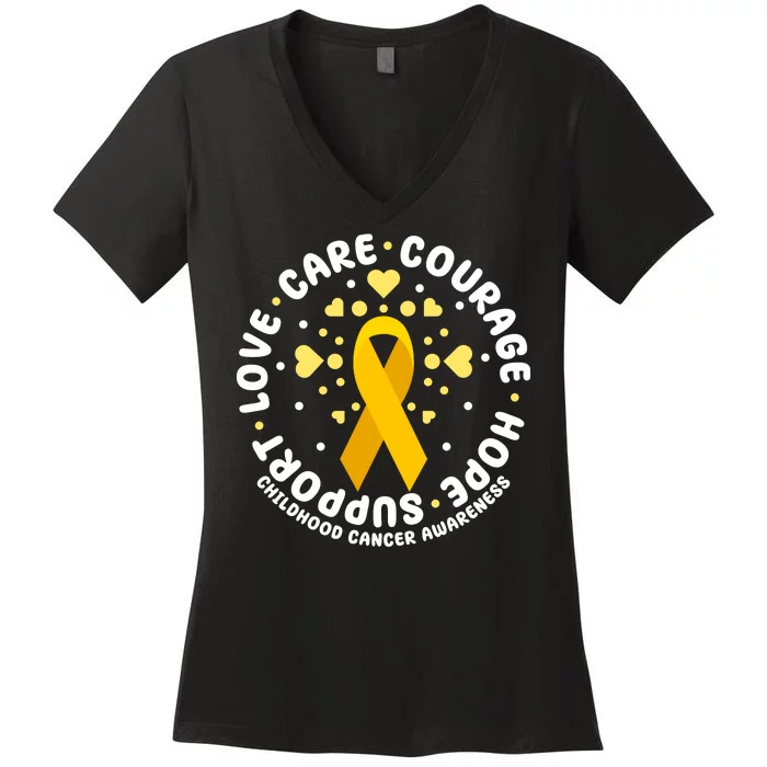 Childhood Cancer Awareness Support Family Women's V-Neck T-Shirt