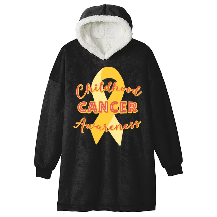 Childhood Cancer Awarebess Golden Gold Robbon Hooded Wearable Blanket