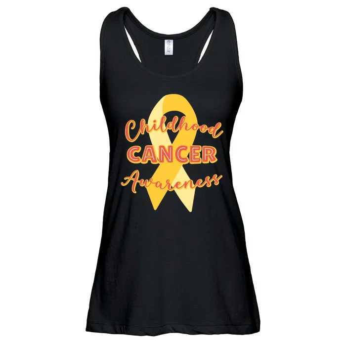 Childhood Cancer Awarebess Golden Gold Robbon Ladies Essential Flowy Tank