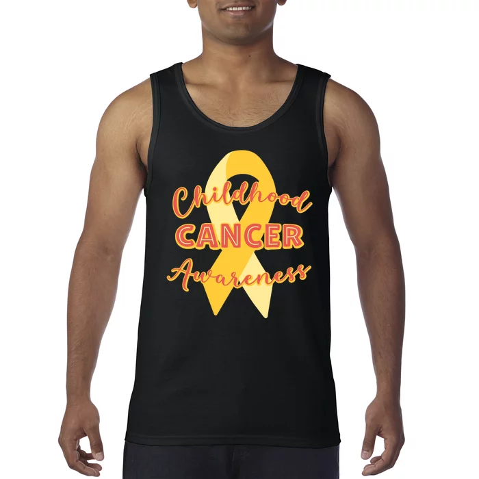 Childhood Cancer Awarebess Golden Gold Robbon Tank Top