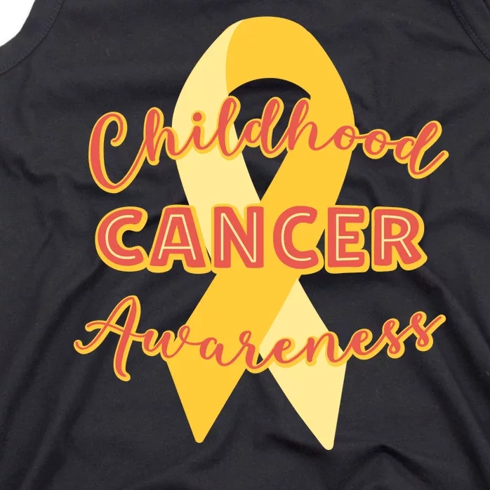 Childhood Cancer Awarebess Golden Gold Robbon Tank Top