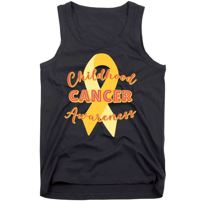 Childhood Cancer Awarebess Golden Gold Robbon Tank Top