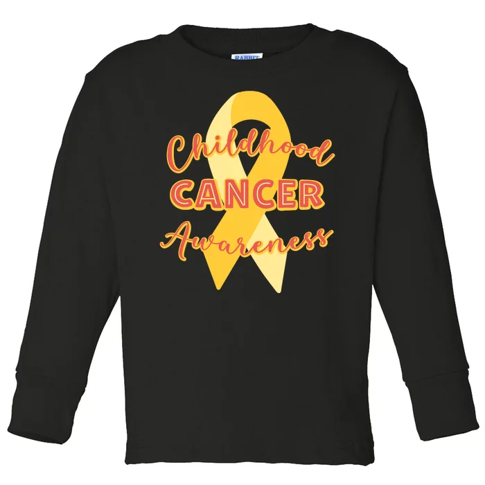 Childhood Cancer Awarebess Golden Gold Robbon Toddler Long Sleeve Shirt