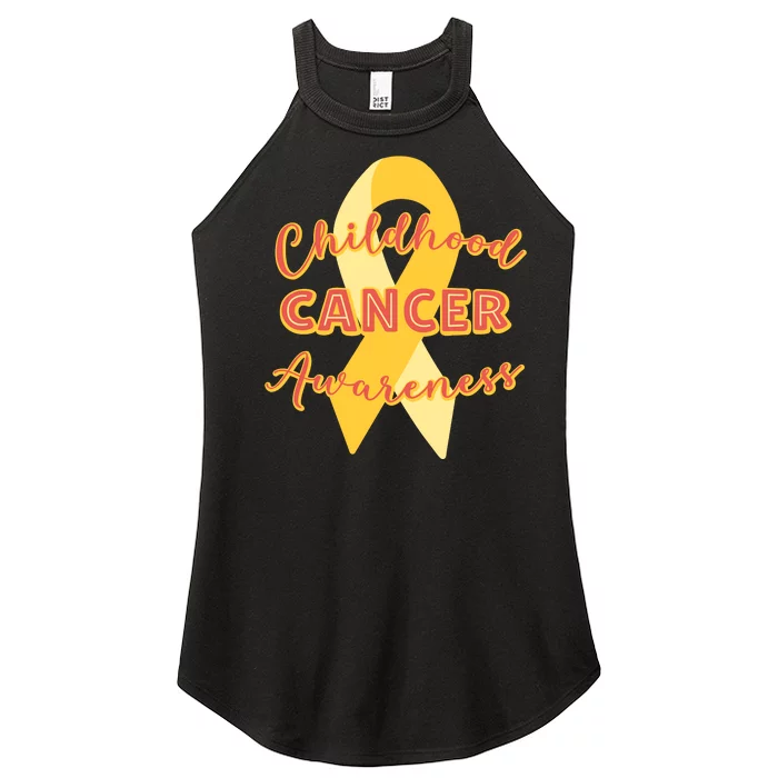 Childhood Cancer Awarebess Golden Gold Robbon Women’s Perfect Tri Rocker Tank