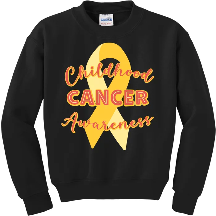 Childhood Cancer Awarebess Golden Gold Robbon Kids Sweatshirt