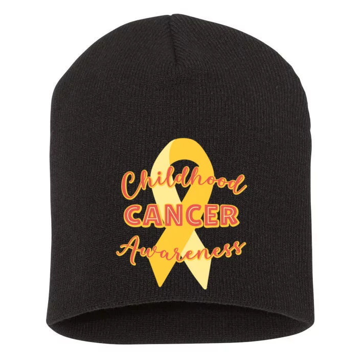 Childhood Cancer Awarebess Golden Gold Robbon Short Acrylic Beanie