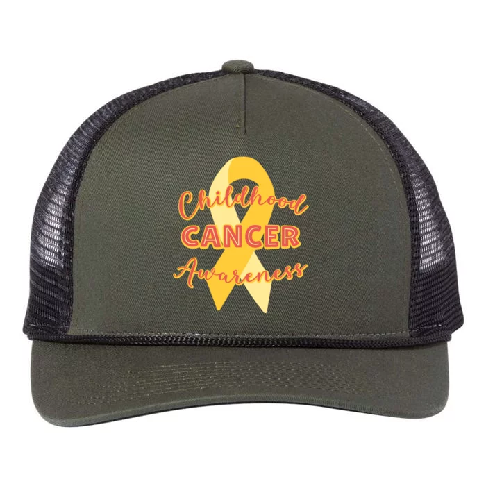 Childhood Cancer Awarebess Golden Gold Robbon Retro Rope Trucker Hat Cap