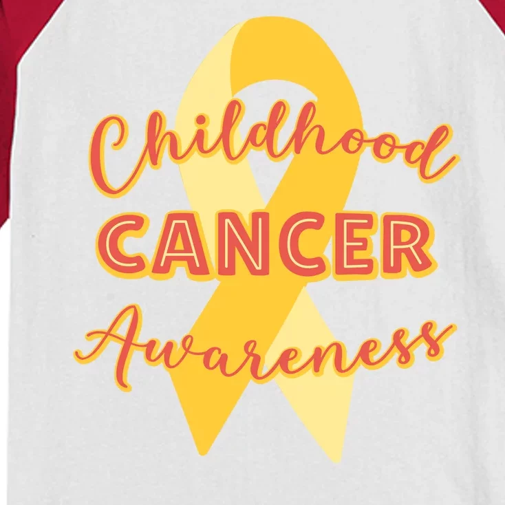 Childhood Cancer Awarebess Golden Gold Robbon Kids Colorblock Raglan Jersey