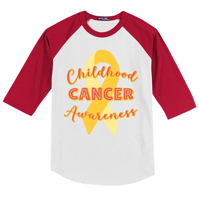 Childhood Cancer Awarebess Golden Gold Robbon Kids Colorblock Raglan Jersey