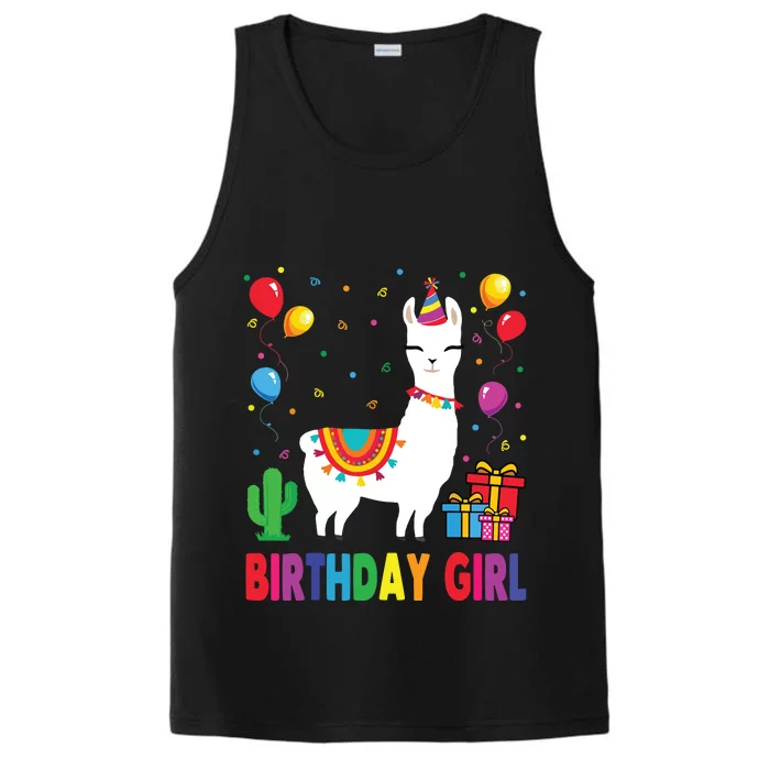 Cool Cute Alpaca Llama Cactus Birthday Girl Party Animal 3090 Performance Tank