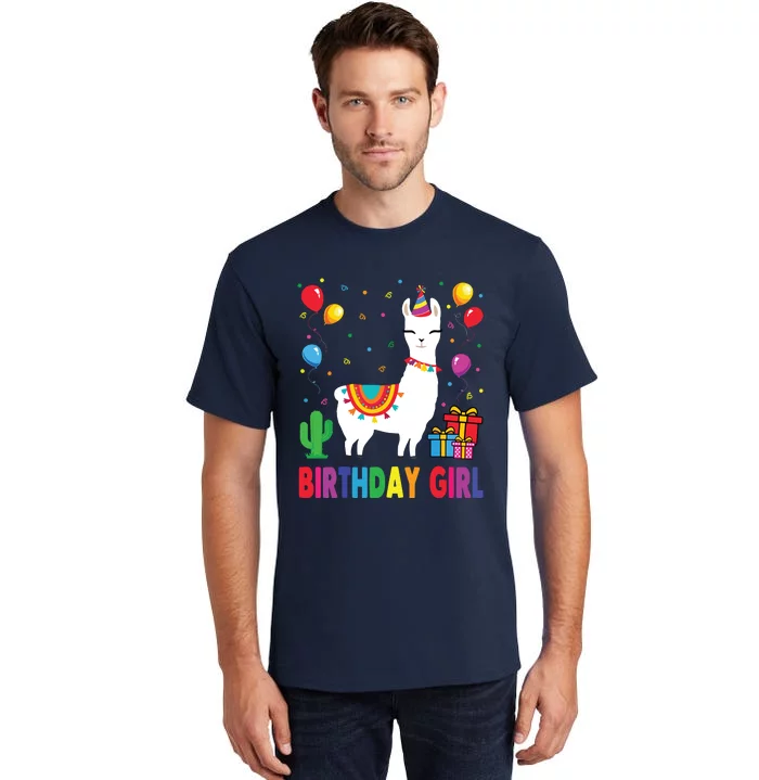 Cool Cute Alpaca Llama Cactus Birthday Girl Party Animal 3090 Tall T-Shirt