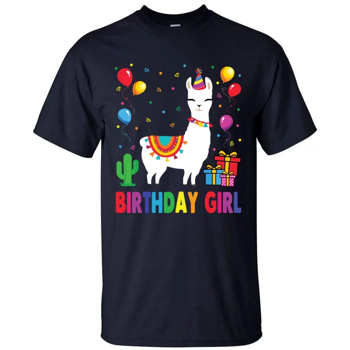 Cool Cute Alpaca Llama Cactus Birthday Girl Party Animal 3090 Tall T-Shirt