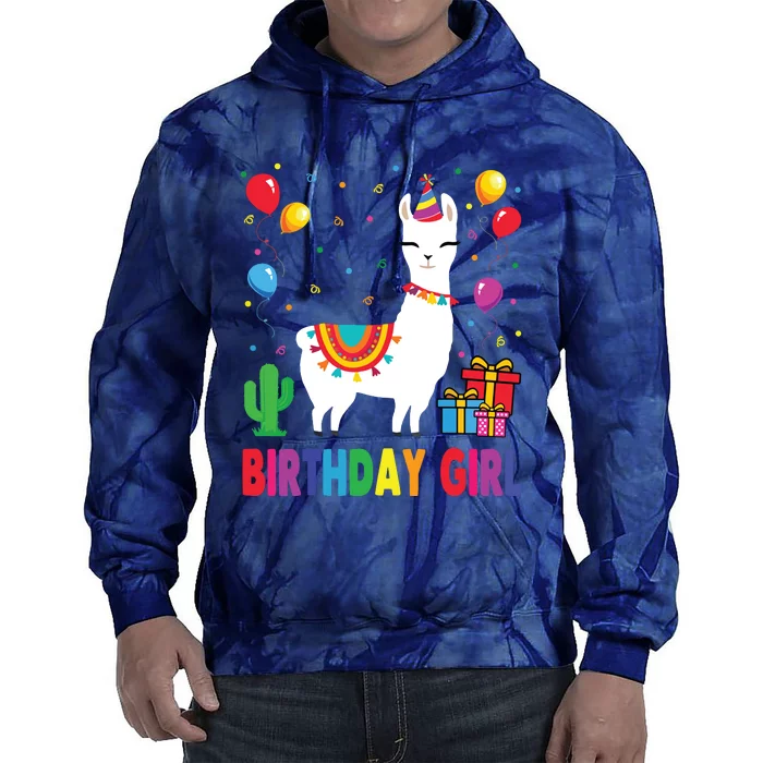 Cool Cute Alpaca Llama Cactus Birthday Girl Party Animal 3090 Tie Dye Hoodie