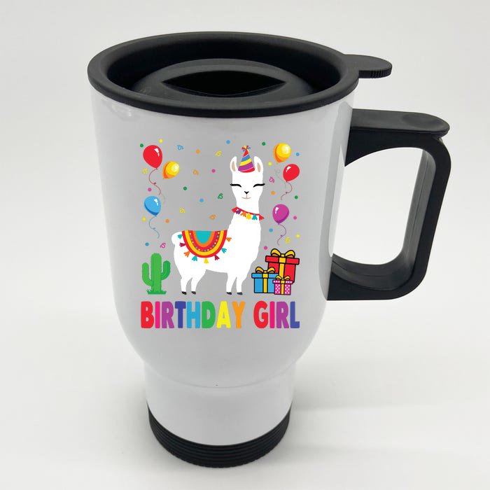 Cool Cute Alpaca Llama Cactus Birthday Girl Party Animal 3090 Front & Back Stainless Steel Travel Mug