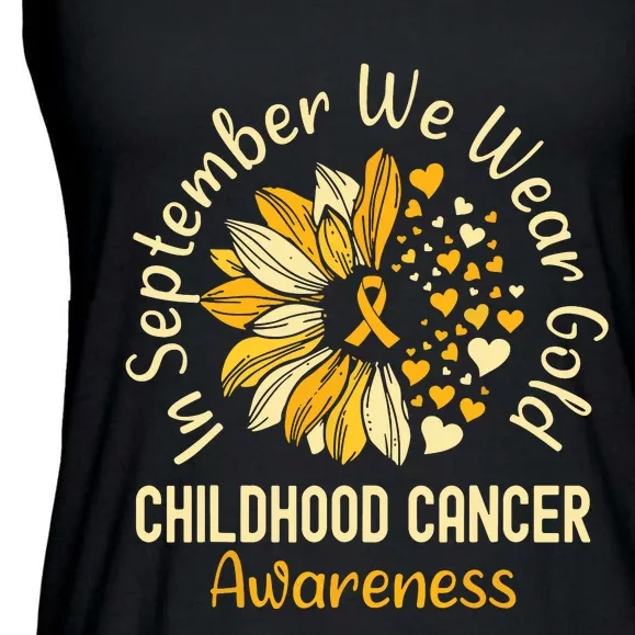 Childhood Cancer Awareness In September We Wear Gold Ladies Essential Flowy Tank