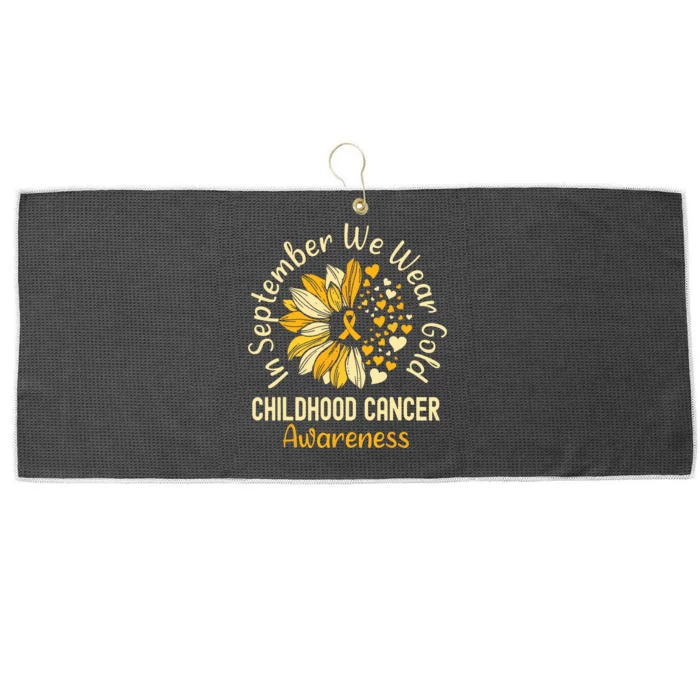 Childhood Cancer Awareness In September We Wear Gold Large Microfiber Waffle Golf Towel