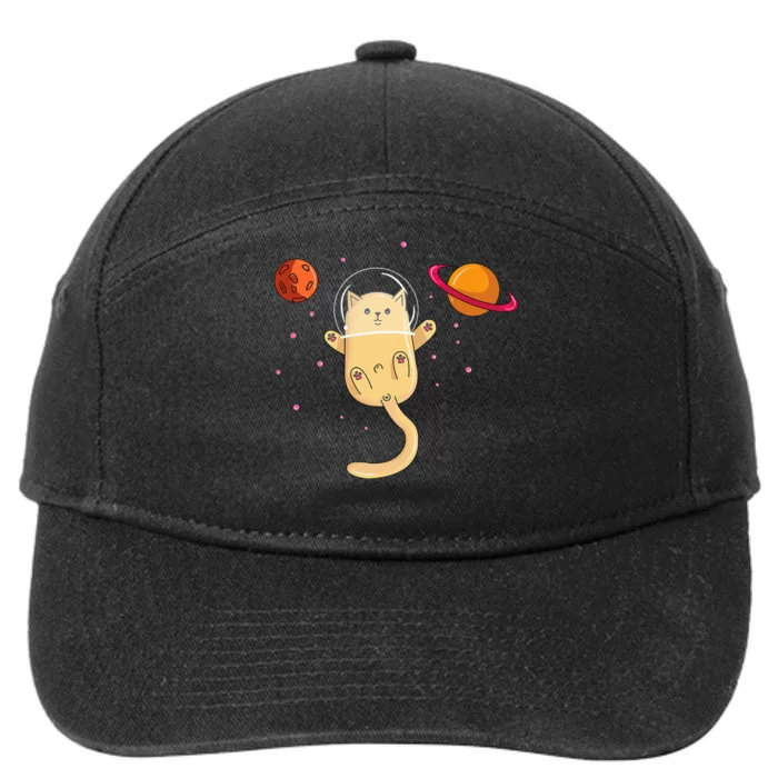 Chibi Cat Astronaut In Space 7-Panel Snapback Hat