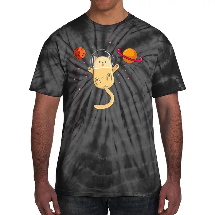 Chibi Cat Astronaut In Space Tie-Dye T-Shirt