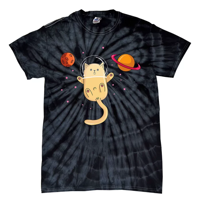 Chibi Cat Astronaut In Space Tie-Dye T-Shirt