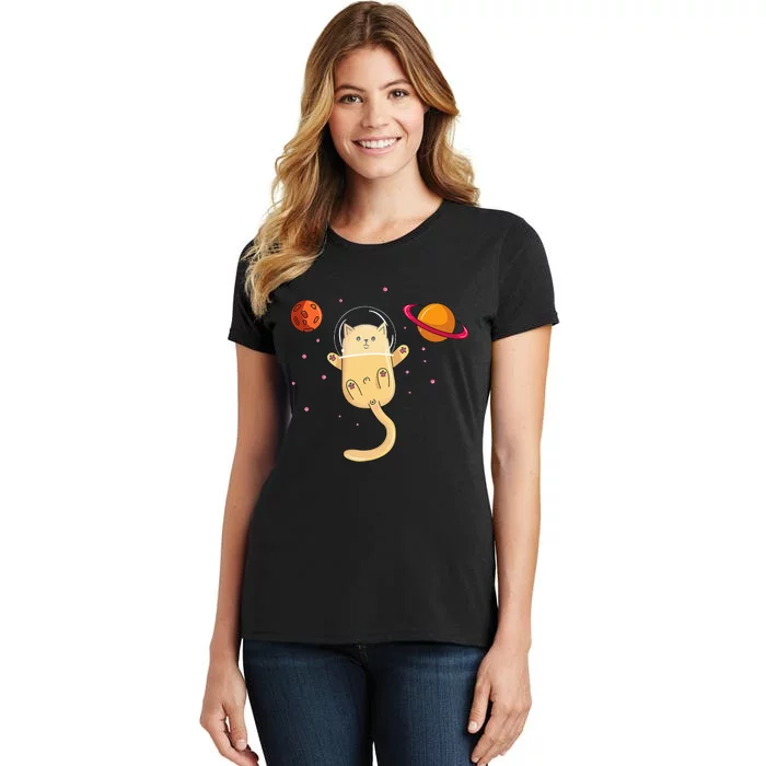 Chibi Cat Astronaut In Space Women's T-Shirt