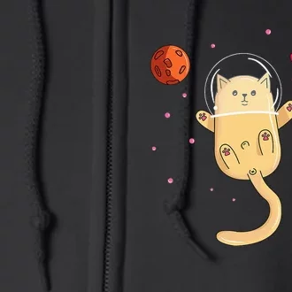 Chibi Cat Astronaut In Space Full Zip Hoodie