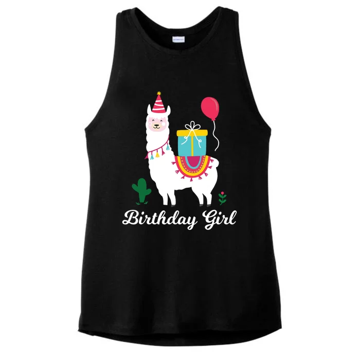 Cool Cute Alpaca Llama Cactus Girl Birthday Party Animal Ladies Tri-Blend Wicking Tank