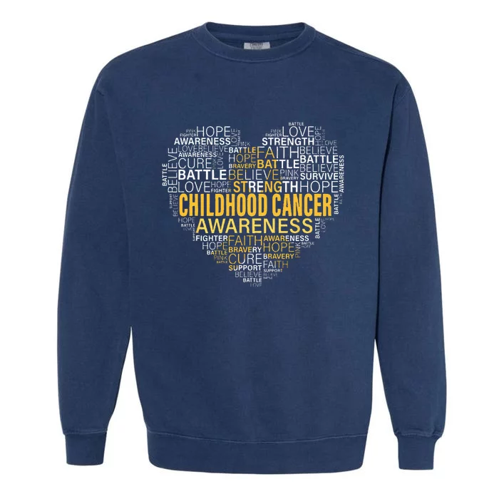 Childhood Cancer Awareness Hope Support Strong Warrior Garment-Dyed Sweatshirt