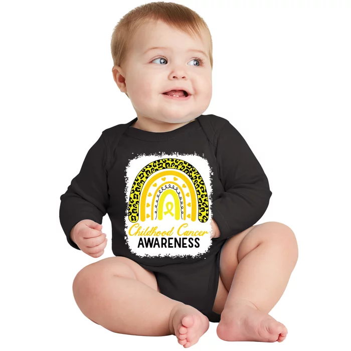 Childhood Cancer Awareness Rainbow Awareness Ribbon Baby Long Sleeve Bodysuit