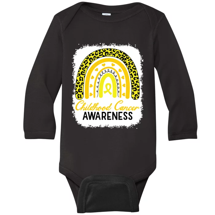 Childhood Cancer Awareness Rainbow Awareness Ribbon Baby Long Sleeve Bodysuit