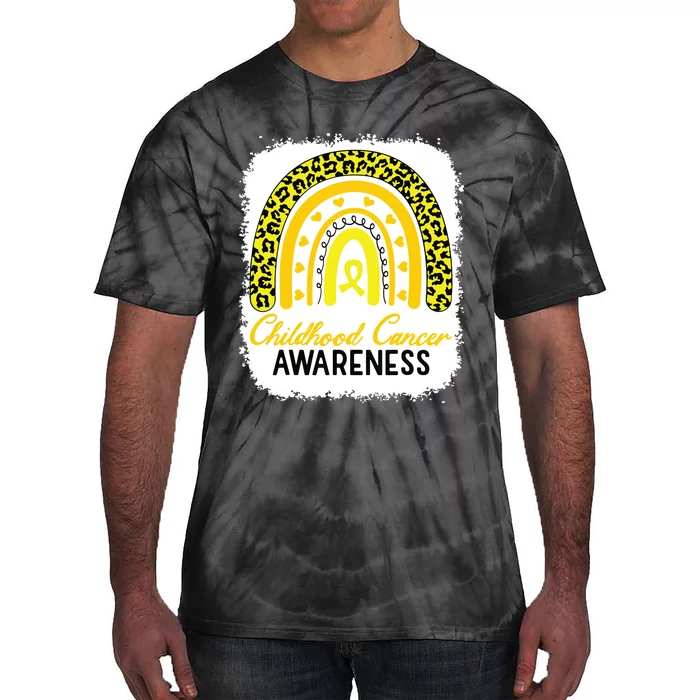 Childhood Cancer Awareness Rainbow Awareness Ribbon Tie-Dye T-Shirt