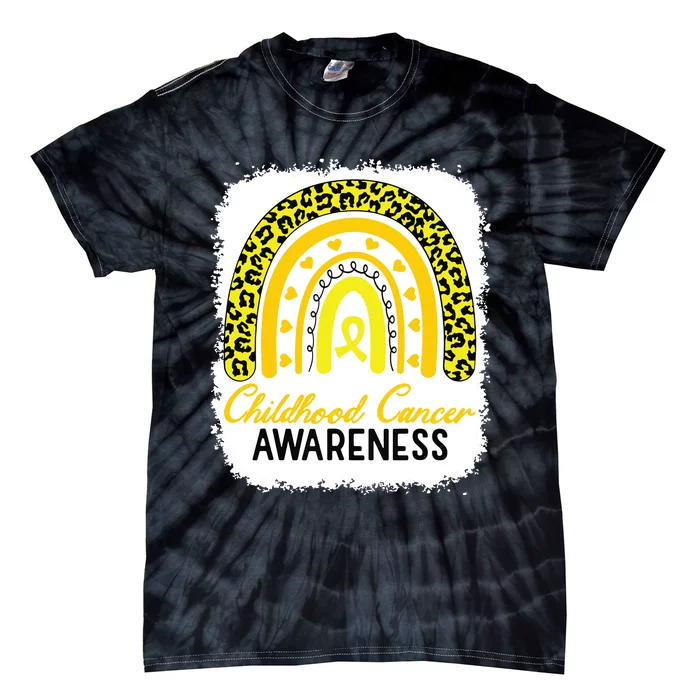 Childhood Cancer Awareness Rainbow Awareness Ribbon Tie-Dye T-Shirt