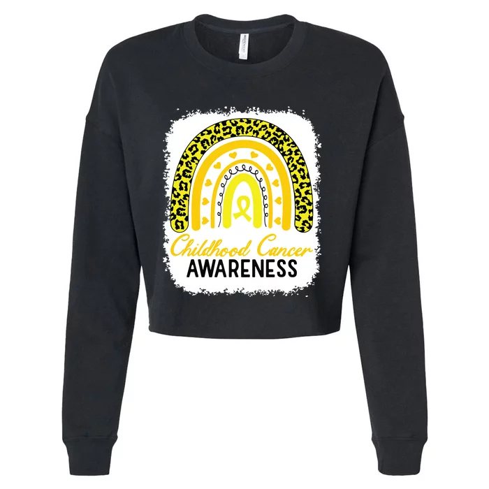 Childhood Cancer Awareness Rainbow Awareness Ribbon Cropped Pullover Crew