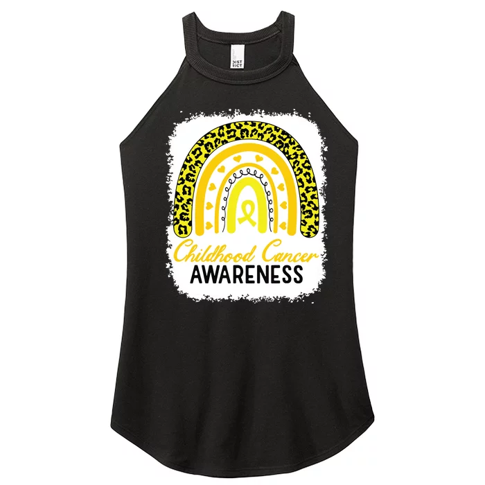 Childhood Cancer Awareness Rainbow Awareness Ribbon Women’s Perfect Tri Rocker Tank