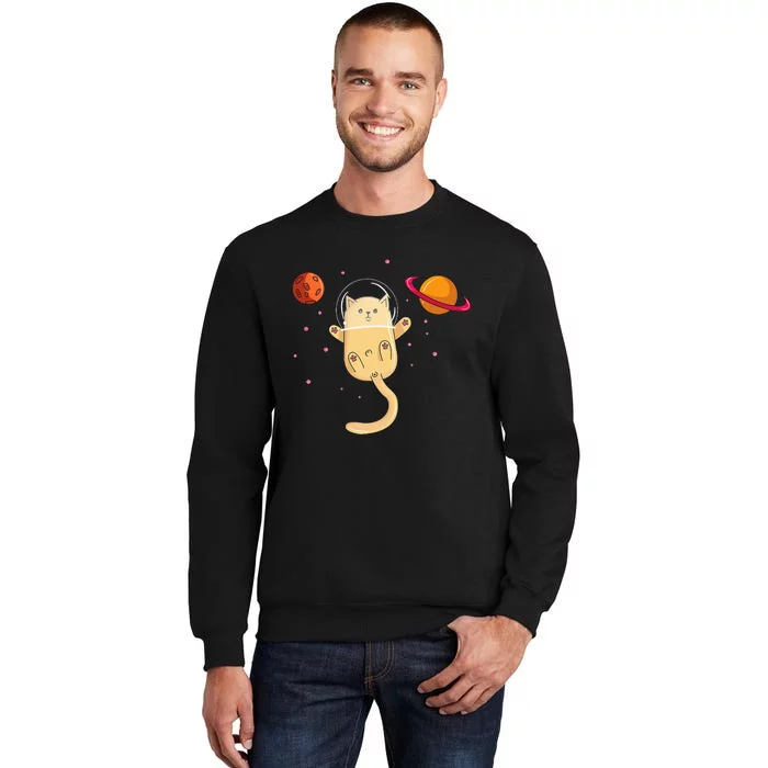 Chibi Cat Astronaut In Space funny astronaut lovers Tall Sweatshirt