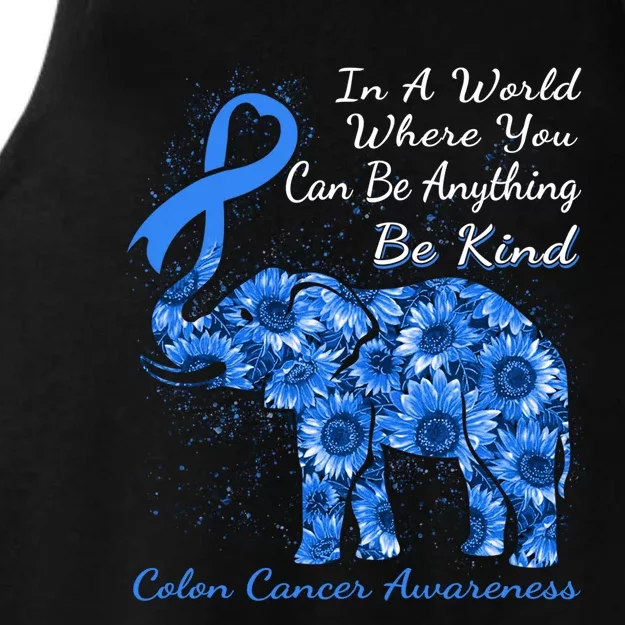 Colon Cancer Awareness Sunflower Elephant Be Kind Gift Ladies Tri-Blend Wicking Tank