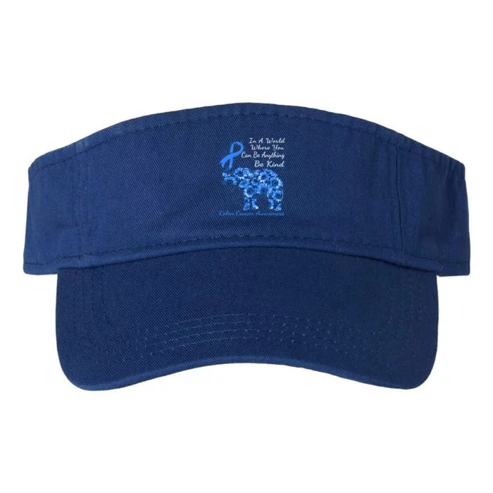 Colon Cancer Awareness Sunflower Elephant Be Kind Gift Valucap Bio-Washed Visor