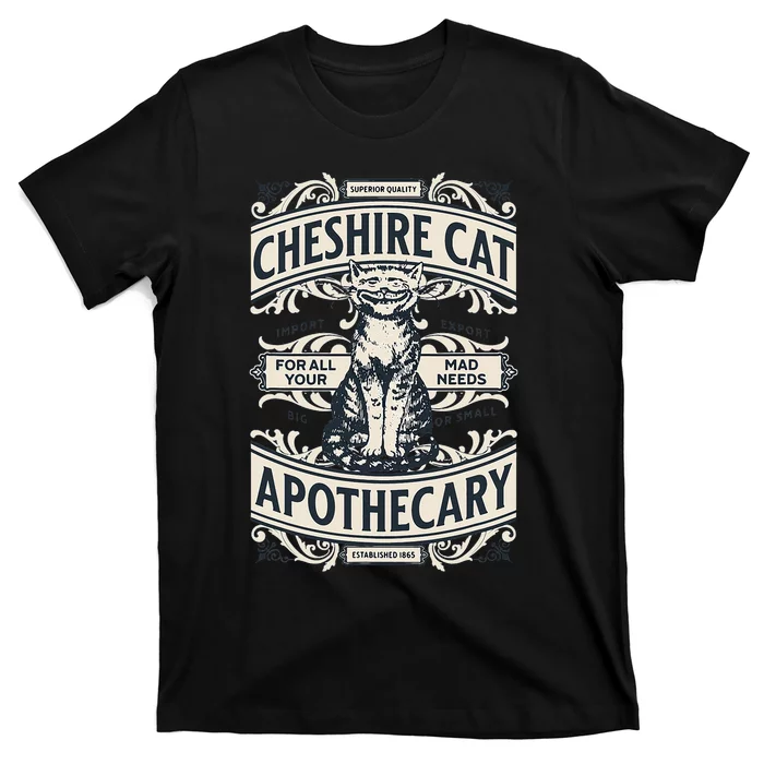 Cheshire Cat Alice In Wonderland Vintage Book Design T-Shirt