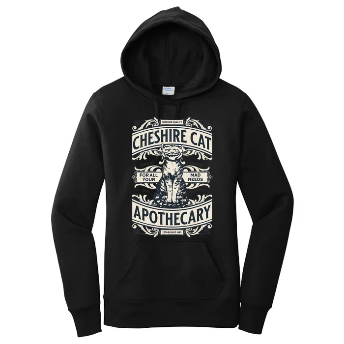 Cheshire Cat Alice In Wonderland Vintage Book Design Women's Pullover Hoodie