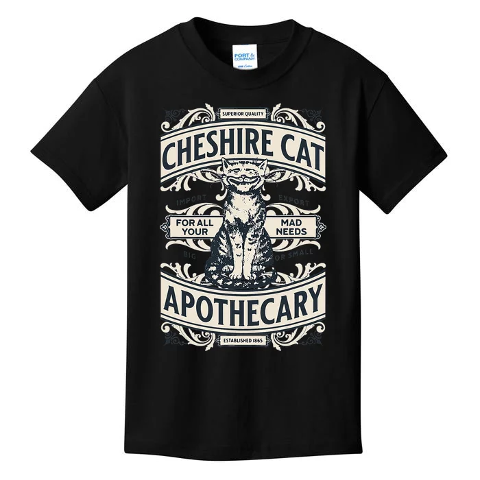 Cheshire Cat Alice In Wonderland Vintage Book Design Kids T-Shirt