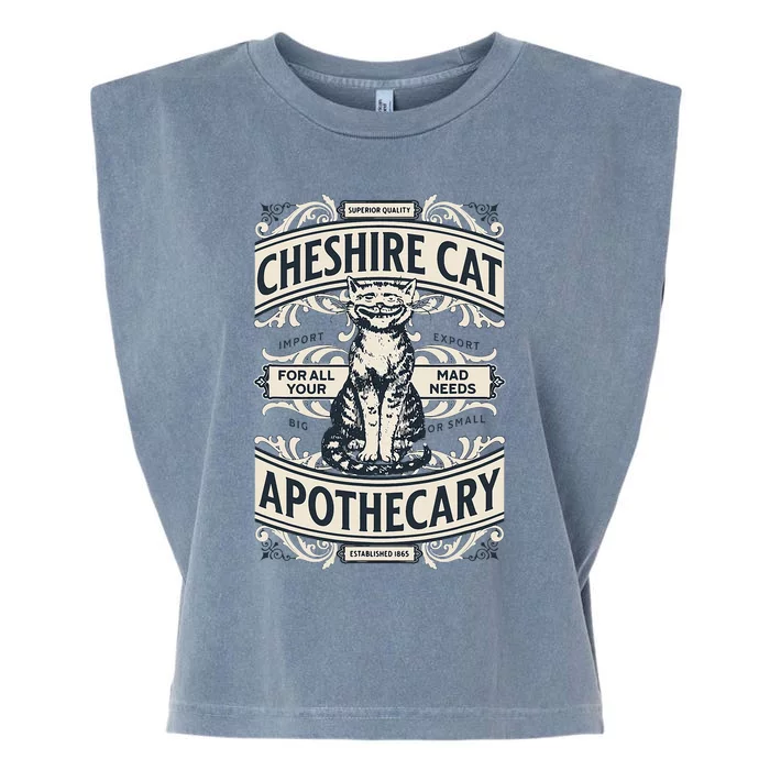 Cheshire Cat Alice In Wonderland Vintage Book Design Garment-Dyed Women's Muscle Tee