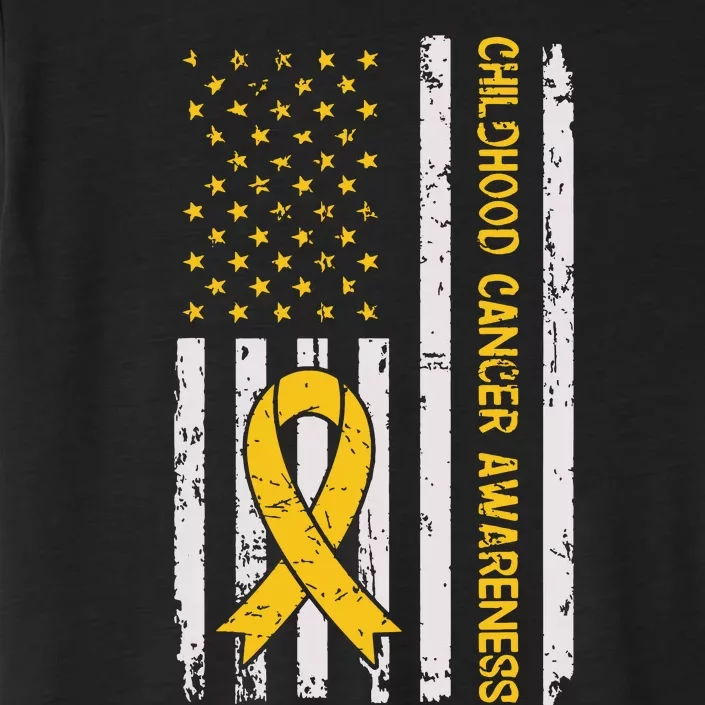 Childhood Cancer Awareness Month Gold Ribbon American Flag ChromaSoft Performance T-Shirt