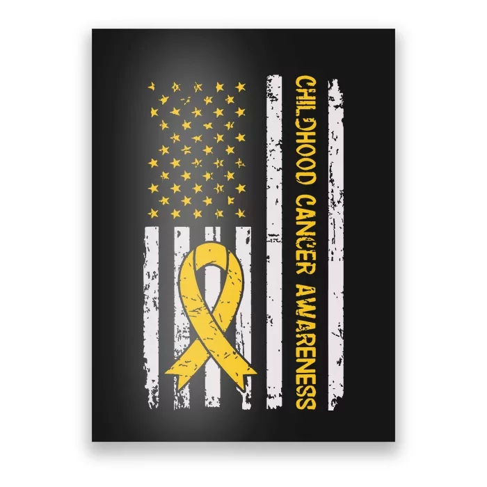 Childhood Cancer Awareness Month Gold Ribbon American Flag Poster