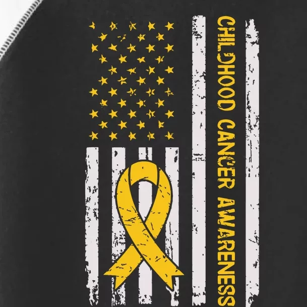 Childhood Cancer Awareness Month Gold Ribbon American Flag Toddler Fine Jersey T-Shirt