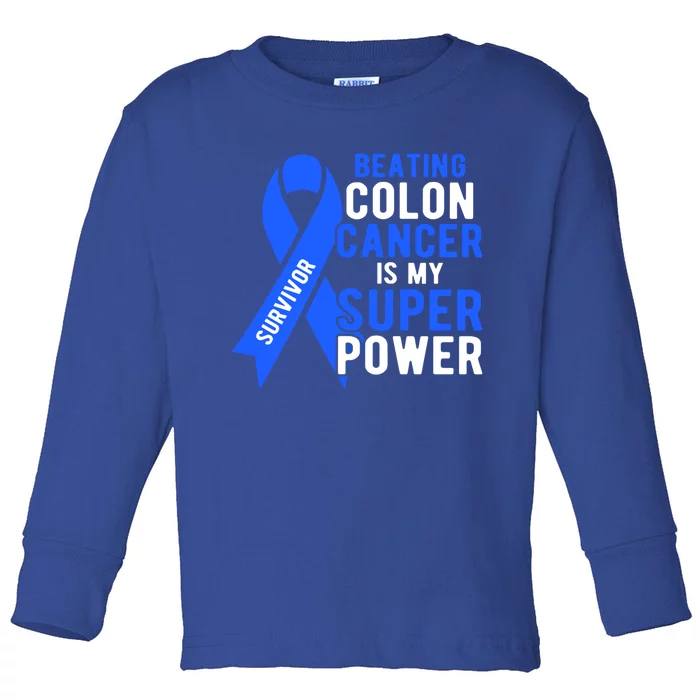 Colon Cancer Awareness Survivor Superpower Gift Toddler Long Sleeve Shirt