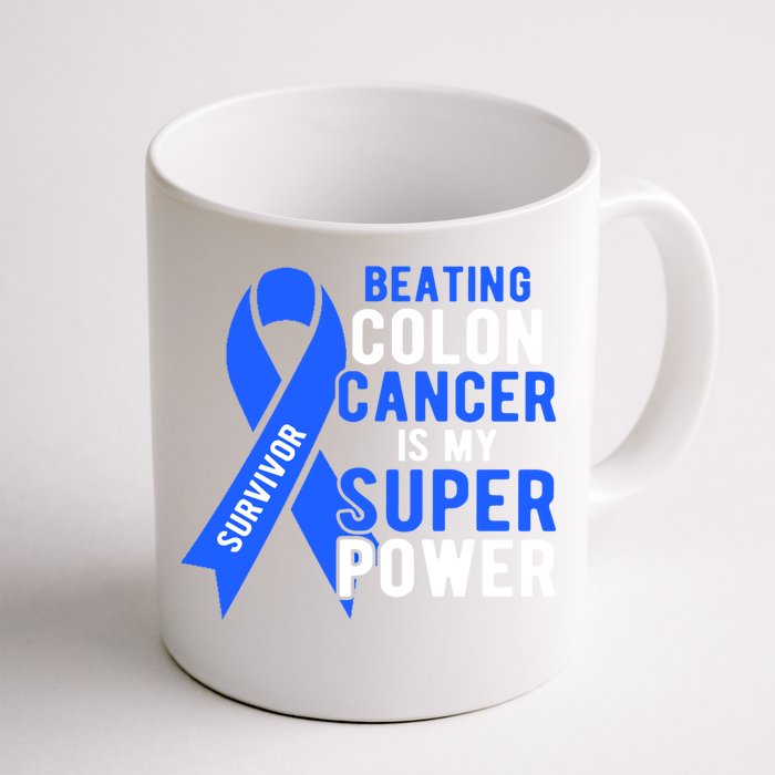 Colon Cancer Awareness Survivor Superpower Gift Front & Back Coffee Mug