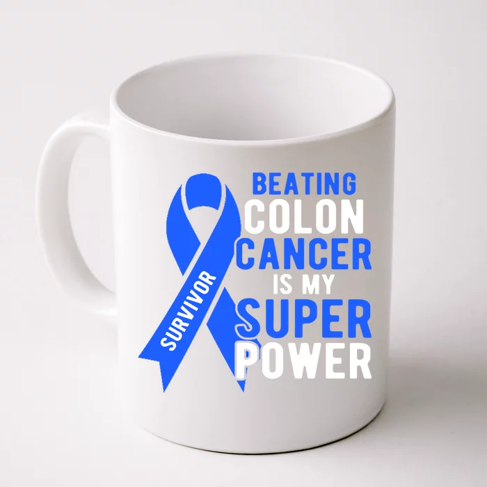 Colon Cancer Awareness Survivor Superpower Gift Front & Back Coffee Mug