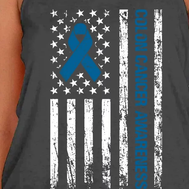 Colon Cancer Awareness Women's Knotted Racerback Tank